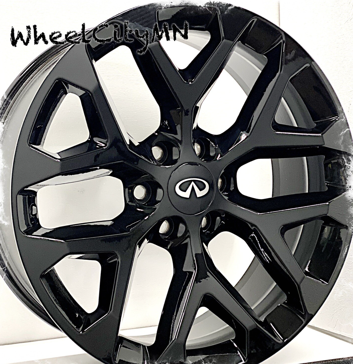 24” gloss black Snowflake OE replica 5668 SFO wheels fits QX56