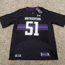 NWT UNDER ARMOUR Northwestern Wildcats #51 NCAA Black Football Jersey Men's M