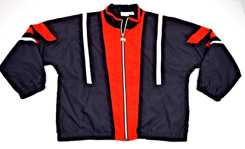 Chaqueta cortavientos vintage cola talla S/M años 80 negra roja blanca brillo suave forrada Foto 2 de 4