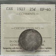 1927 Canada 25c ICCS EF-40
