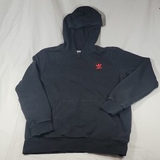 Adidas Youth Originals Trefoil Essentials Pullover Hoodie In Black/Scarlet Large