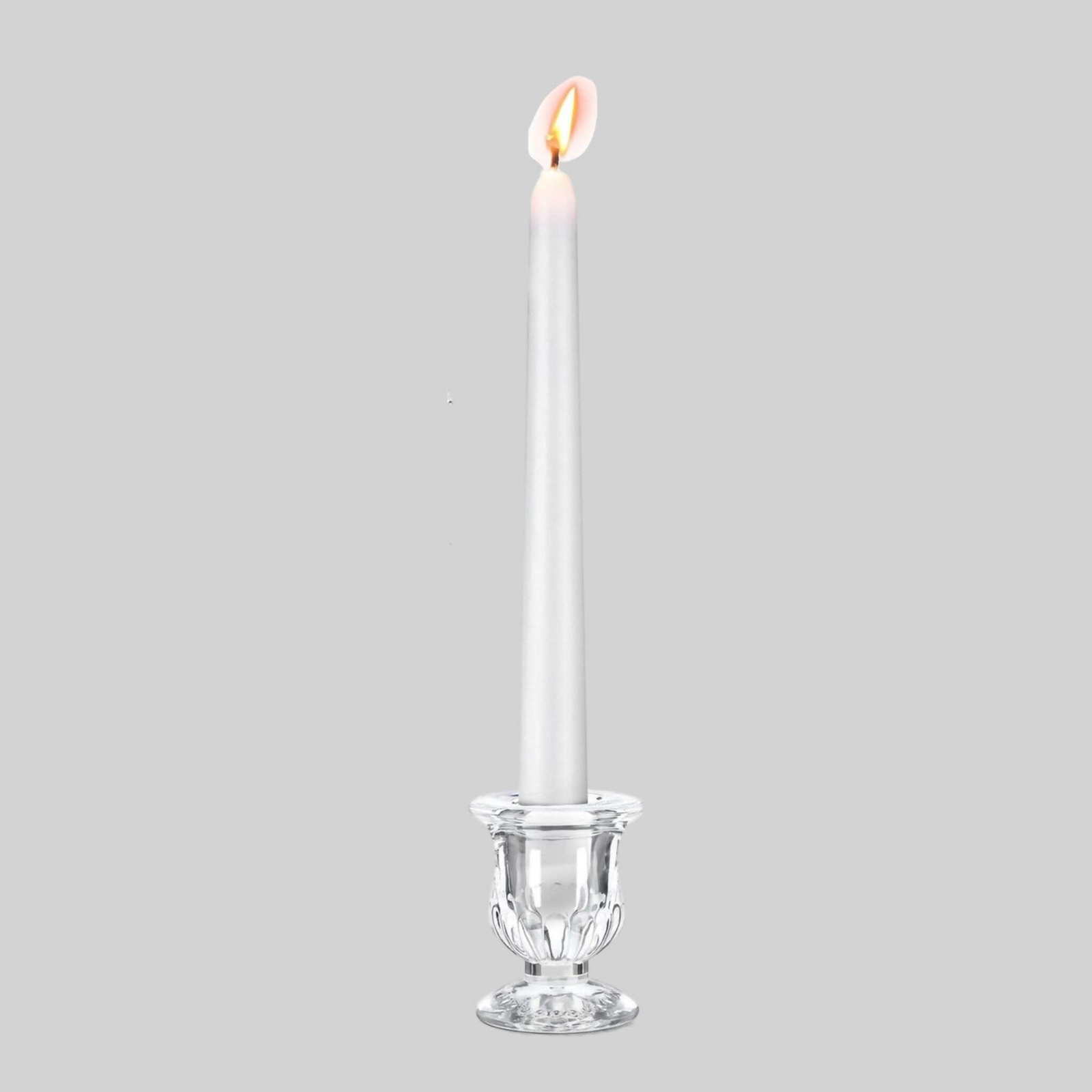 Elegant Glass Candlestick Holders with 4 Taper Candles Set