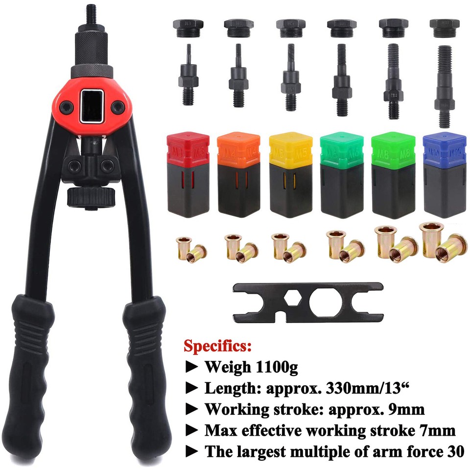 Rivet Gun Kit Rivnut Thread Setting Tool Nut Setter NutSert Metric SAE ...