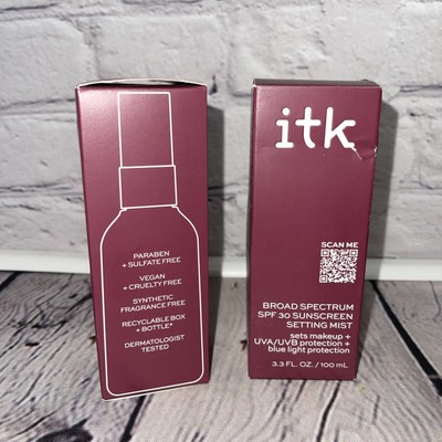(2) ITK Broad Spectrum SPF 30 Sunscreen Setting Mist 3.3 Fl Oz 100 mL