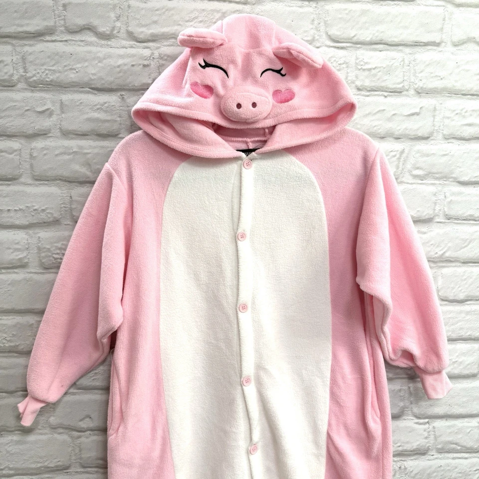 Kids Pink Pig Halloween Costume Size 8/10 Button Up Body Suit Warm Ships Fast! - Image 2 of 4