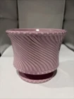 Vintage McCoy Pottery Pink/Mauve Swirl Jardinere Pedestal Planter  4.5”