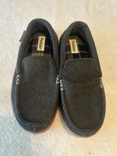 Dearfoams Men's Gray Fabric Moccasin Slippers US 7-8 Comfort Slippers