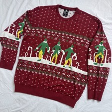 Elf Unisex Adults Christmas Graphic Pullover Sweater AP2 Red Multi Large