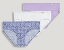 New Jockey Women's sz 8 Underwear SuperSoft 3 Pack Soft Comfy Bikini Purple Whit