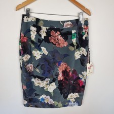 Alannah Hill Silk Pencil Skirt Floral Print Size 14 NWT