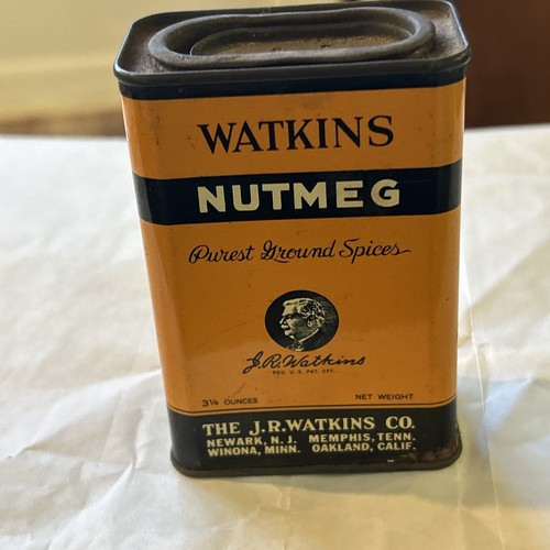 Watkins Nutmeg Tin Can Vintage USED Empty