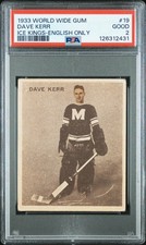 1933 World Wide Gum Ice Kings #19 Dave Kerr Rookie English Only PSA 2