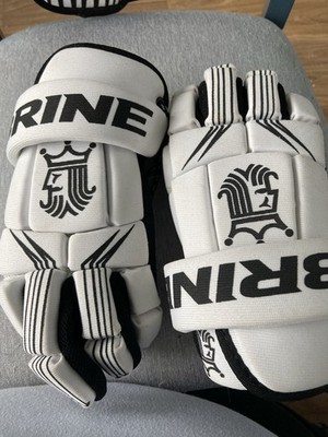 Brine Lacrosse Gloves 5 Finger Style White Black Color for Lacrosse Sport