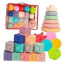 3 in 1 Montessori Toys for Babies 0-3-6-12 Months, Soft Baby Teething,