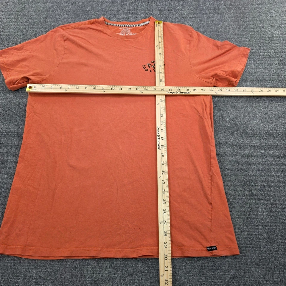 Volcom 1991 Floral Skull Graphic T Shirt Men's XL Modern Fit Orange - Image 3 of 4