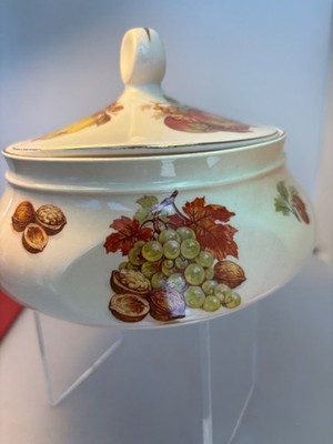 Vtg Royal Worcester Palissy Lg lidded Candy Dish  7 in x 4 1/2 in high Signed
