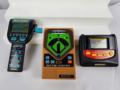 Vintage Mattel & Radica HANDHELD ELECTRONIC GAMES Baseball Poker Bass Fishing