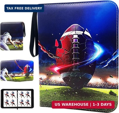 football card binder sleeves 400 Cards Football Card Binder, 4-Pocket Card Collections Trading Card  Binder 50
