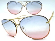 Oversized Exaggerated Classy Vintage Retro Style SUNGLASSES Large Big Gold Frame