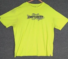 Carhartt Mens T Shirt Tee Size XXL Fish Loose Fit Yellow 2XL