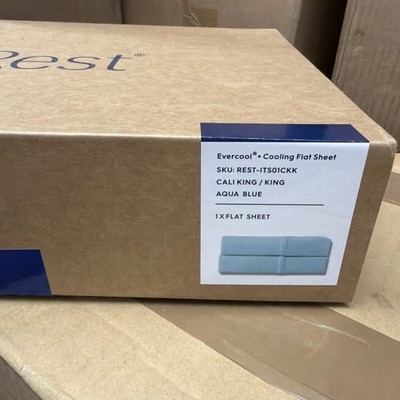 Rest Evercool Cooling Flat Sheet King/Cal King In Aqua Blue
