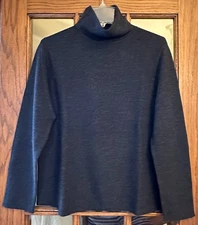 NWOT Eileen Fisher Charcoal Gray Merino Wool Turtleneck Pullover Sweater M L