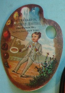 Victorian Artist's Easel Advertising Novelties AETNA CARD CO 104 Fulton NEW YORK