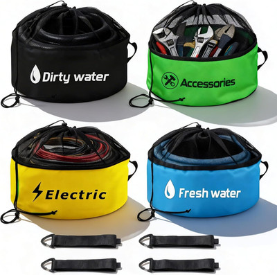 4 Pack RV Hose Storage Bags, Waterproof Utility Bags for Sewer & Fresh Water Hos