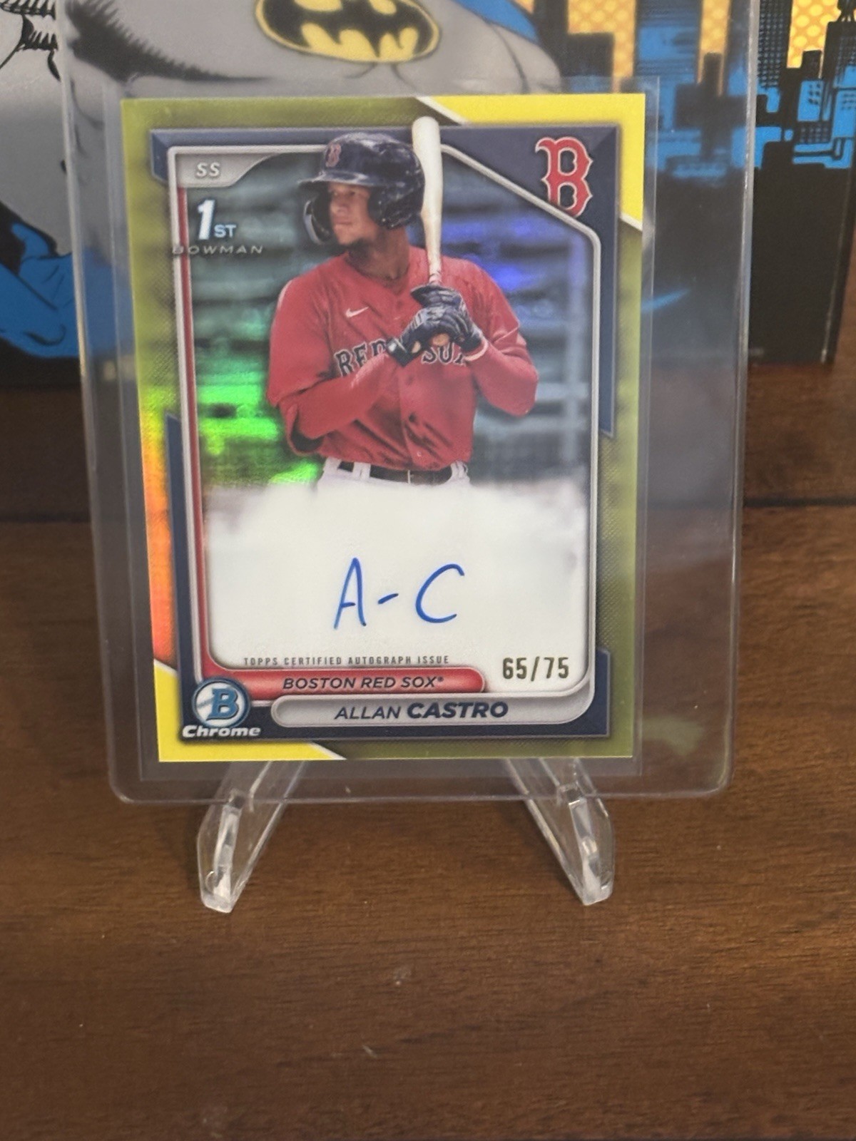 2024 Allan Castro 1st Bowman Chrome Auto True Yellow /75 Red Sox
