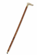 Wooden Walking Cane with Brass Handle Inlay Design