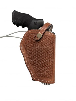 LEATHER HOLSTER RUGER GP100 357 MAG 4.2 INCH OWB OPEN BOTTOM