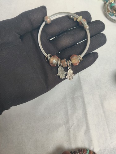 Lote de 20 piezas de joyería con cuentas pulseras y collares mixtos estilo boho tribal sin probar - Imagen 6 de 24