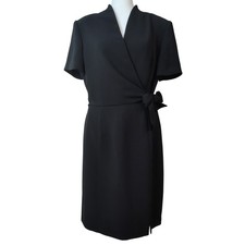 Vintage Donna Morgan Black Dress Size 10 Career Work Party Cocktail Tie Waist