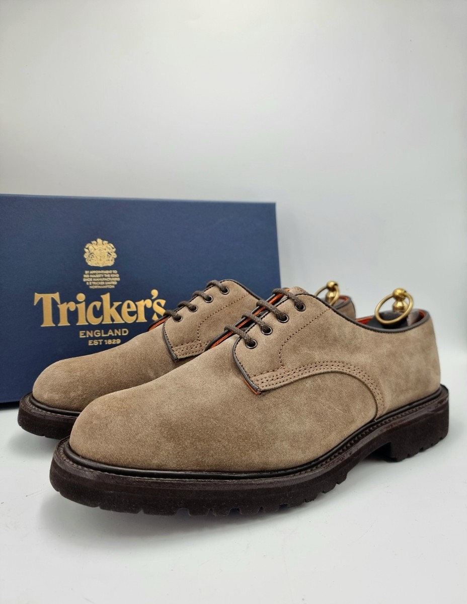 RRP £565 NEW TRICKER'S Linda Grey Suede Derby Tramping Shoes UK