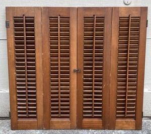 29 1/4" Tall x 32" Wide Wood Interior Louver Plantation Window Shutters VTG