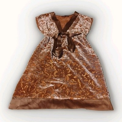 HALE BOB SILK SHEER VELVET  Copper Floral Dress Size XS