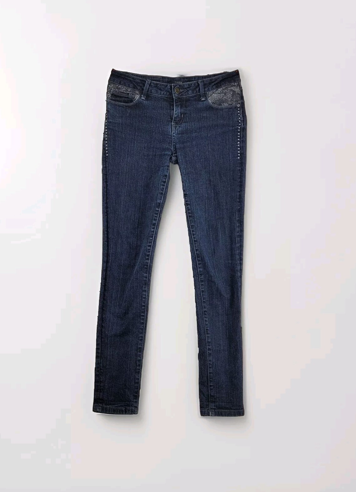 Stretch Skinny Jeans with Studded Faux Snakeskin Detail Size 28 160/66A-image