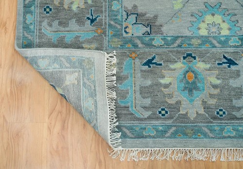 New Oushak Rug Contemporary Hand Knotted Living Room Area Rug Color Full Green - Picture 8 of 10