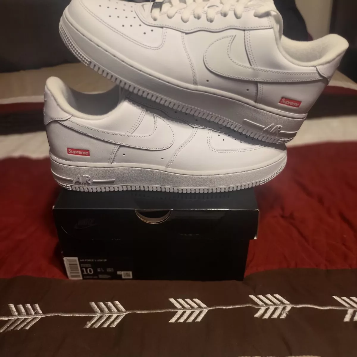 Bourgondië Veronderstelling Grens SUPREME/ NIKE AIR FORCE 1 LOW WHITE SHOES SIZE 10 (AUTHENTIC) BRAND NEW/  FW22 | eBay