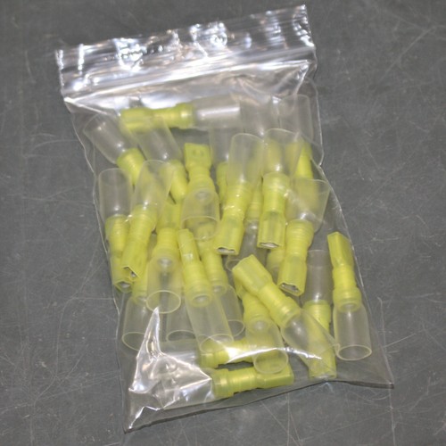 (25) T&B Crimp Female Disconnect RCS10-250AX, 12-10 AWG Wire, Yellow Heat Shrink - Picture 2 of 5