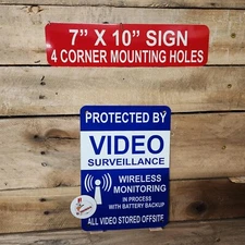VIDEO SURVEILANCE sign, 7" X 10" all aluminum, alarm system sign, camera in use