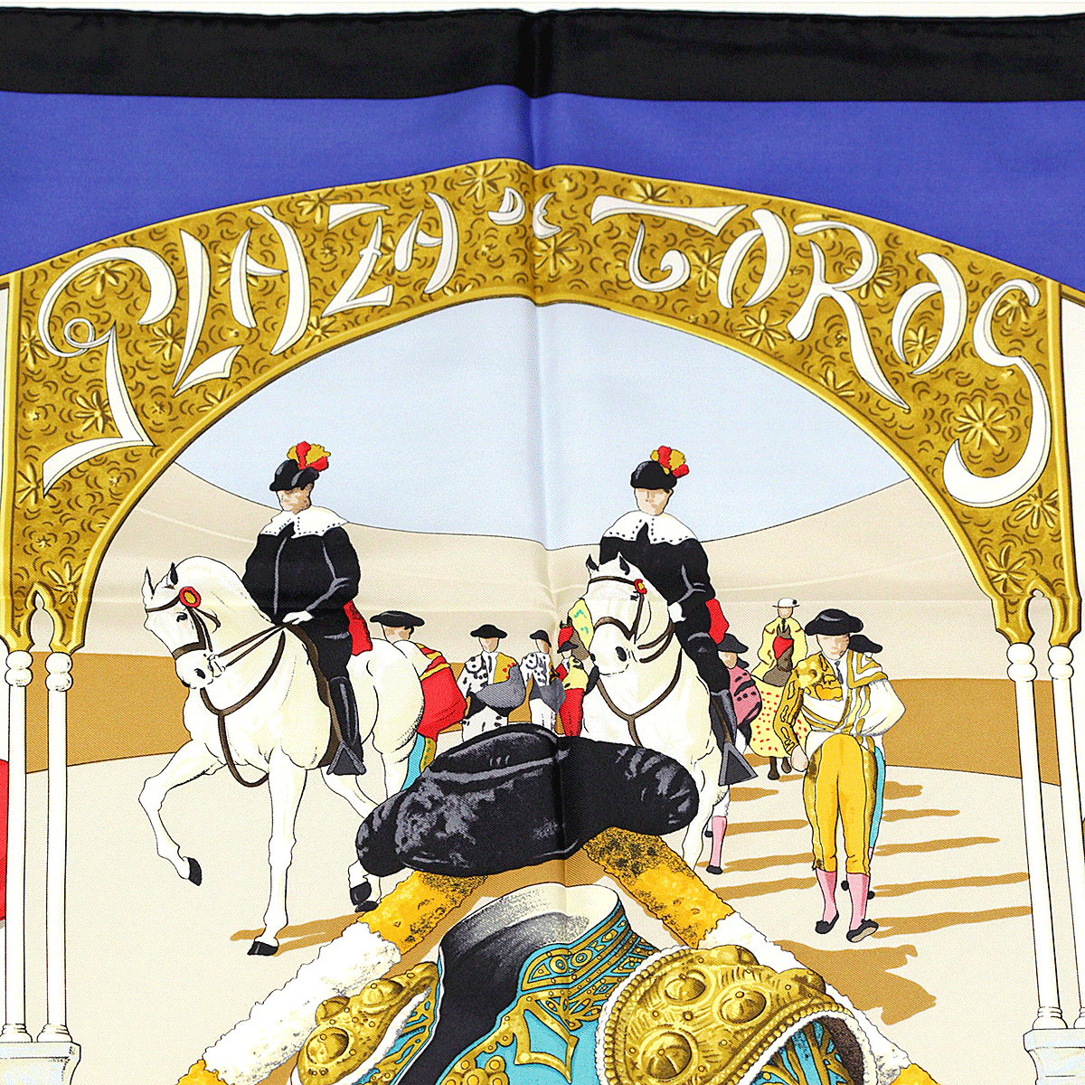 HERMES プリーツスカーフ PLAZA DE TOROS エルメス Hermes Scarf PLAZA DE TOROS 90cm Silk Foulard Carre HUBERT