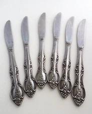 Marseilles Stainless Flatware Made in Japan Floral Vintage 6 Dinner Knives