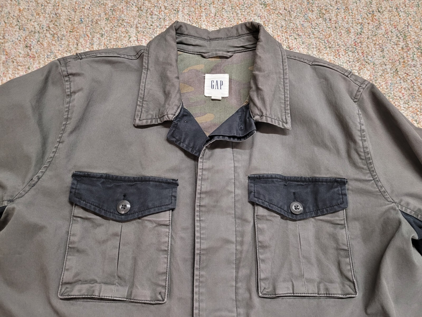 Gap Jacket Mens Large Grey Snap Button Chore Pock… - image 3