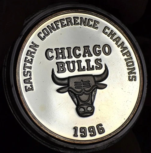 1996 Chicago Bulls NBA Eastern Conference Champions 1oz .999 Silver Proof Round