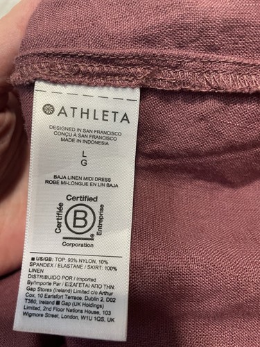 Athleta Womens Baja Linen Midi Dress Size Large Tawny Rose Activewear Athleisure - Picture 10 of 13
