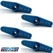 Go Nitro Hobbies 24T Aluminum 2 Way Servo Arm 4 Blue Hitec