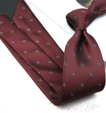 New Classic Polka Dot Red White JACQUARD WOVEN 100% Silk Men's Necktie Tie