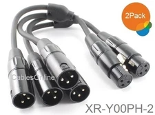 2-Pack 6-inch Pig-Hog XLR (3-Pin) Female Jack to 2-XLR Male Y-Splitter  Cables
