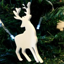 Pack of Four, 14cm Reindeer Shape Xmas Decorations  Green Ribbon, Many Colours